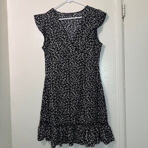 Joress Ditsy Floral Flutter Sleeve Ruffle Hem Mini Dress